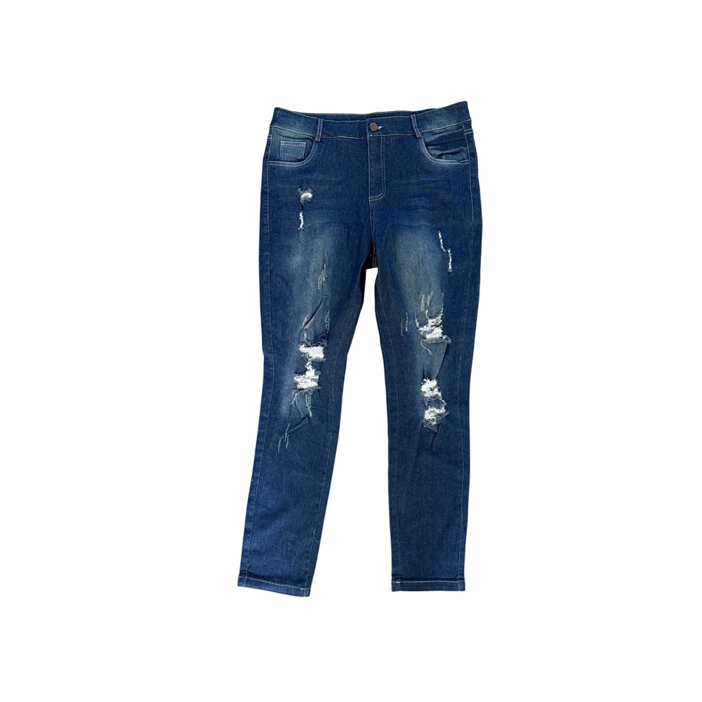 CG Distressed Skinny Jeans Medium Wash Blue‎ Ripped Denim Womens Size Medium